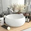 vidaXL Lavabo rond de luxe Blanc mat 40x15 cm Céramique