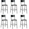 vidaXL Chaises de bar lot de 6 noir contreplaqué solide et acier