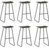 VIDAXL Lot de 6 Tabourets de Bar, Chaise de Pub, Siège de Bistrot, Meuble de Salle à Manger Cuisine Salon Maison Intérieur, Noir Similicuir
