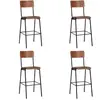 vidaXL Chaises de bar lot de 4 contreplaqué solide et acier