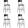 vidaXL Chaises de bar lot de 4 noir contreplaqué solide et acier