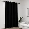 vidaXL Rideau occultant Aspect de lin avec oeillets Noir 290x245 cm