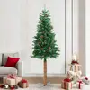 vidaXL Sapin de Noël mince avec bois véritable et cônes vert 210cm PVC
