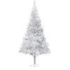 vidaXL Sapin de Noël artificiel avec support argenté 210 cm PET
