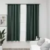 vidaXL Rideaux occultants aspect lin avec crochets 2pcs Vert 140x175cm
