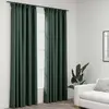 vidaXL Rideaux occultants aspect lin avec crochets 2pcs Vert 140x225cm
