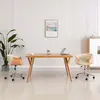vidaXL Chaise pivotante de bureau Crème Bois courbé et similicuir