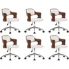 vidaXL Chaises pivotantes à manger lot de 6 bois courbé et similicuir