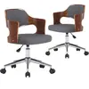 vidaXL Chaises pivotantes à manger lot de 2 gris bois courbé et tissu