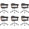 vidaXL Chaises pivotantes à manger lot de 6 gris bois courbé et tissu