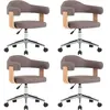 vidaXL Chaises pivotantes à manger lot de 4 taupe bois courbé et tissu