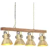 vidaXL Plafonnier industriel Laiton E27 Bois de manguier