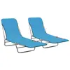 vidaXL Chaises longues pliables 2 pcs Acier et tissu Bleu