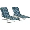 vidaXL Chaises longues pliables 2 pcs Acier et tissu Motif de feuilles