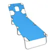 vidaXL Chaise longue pliable avec coussin de tête Acier Bleu turquoise