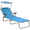 vidaXL Chaise longue avec auvent acier bleu