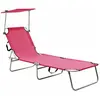 vidaXL Chaise longue pliable avec auvent acier rose magento