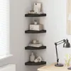 vidaXL Étagères d'angle flottantes 4 pcs noir 25x25x3,8 cm MDF