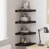 vidaXL Étagères d'angle flottantes 4 pcs noir brillant 35x35x3,8cm MDF