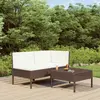 vidaXL Salon de jardin 3 pcs avec coussins Résine tressée Marron
