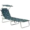 vidaXL Chaise longue pliable avec auvent motif de feuilles aluminium