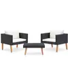 vidaXL Salon de jardin 3 pcs avec coussins Résine tressée Noir