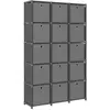 vidaXL Étagère à 15 cubes avec boîtes Gris 103x30x175,5 cm Tissu