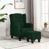 vidaXL Fauteuil avec repose-pied Vert foncé Tissu