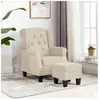 vidaXL Fauteuil avec repose-pied Crème Tissu