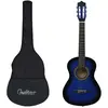 vidaXL Guitare classique avec sac de débutants et enfants Bleu 1/2 34"