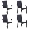 vidaXL Chaises empilables d'extérieur 4 pcs Résine tressée Noir