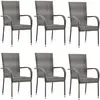 vidaXL Chaises empilables d'extérieur 6 pcs Gris Résine tressée