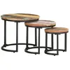 vidaXL Tables d'appoint 3 pcs Bois de récupération massif