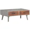 vidaXL Table basse Gris 100x60x40 cm Bois massif de manguier brut