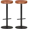 Tabourets de bar lot de 2 marron cuir véritable