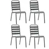 vidaXL Chaises d'extérieur 4 pcs Design à lattes Acier Gris foncé