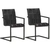 vidaXL Chaises à manger cantilever lot de 2 noir cuir véritable