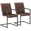 vidaXL Chaises à manger cantilever lot de 2 marron cuir véritable