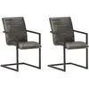 vidaXL Chaises à manger cantilever lot de 2 gris cuir véritable