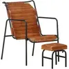 vidaXL Fauteuil de relaxation avec repose-pied Marron Cuir véritable