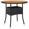 vidaXL Table de jardin Ø80x75 cm Résine tressée et bois d'acacia Noir