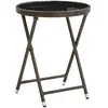 vidaXL Table à thé Marron 60 cm Résine tressée et verre trempé