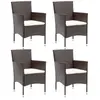 vidaXL Vidaxl Chaises À Manger De Jardin Lot De 4 Résine Tressée Marron