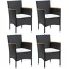 vidaXL Vidaxl Chaises À Manger De Jardin Lot De 4 Résine Tressée Noir