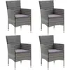 vidaXL Vidaxl Chaises À Manger De Jardin Lot De 4 Résine Tressée Gris