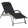 vidaXL Chaise longue avec oreiller textilène noir