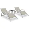 vidaXL Chaises longues 2 pcs avec table Aluminium Crème