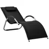 vidaXL Chaise longue textilène noir et gris