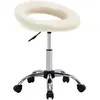 vidaXL Chaise de travail roulante Crème Similicuir