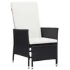vidaXL Chaise inclinable de jardin avec coussins Résine tressée Noir